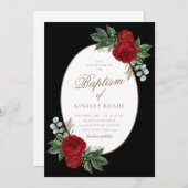 金ゴールドエレガントスクリプトアカ牡丹バプテスマ 招待状 (正面/裏面)