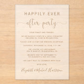 金ゴールドエレガントスクリプトウェディングレセプションフロステッド アクリル招待状 (正面)