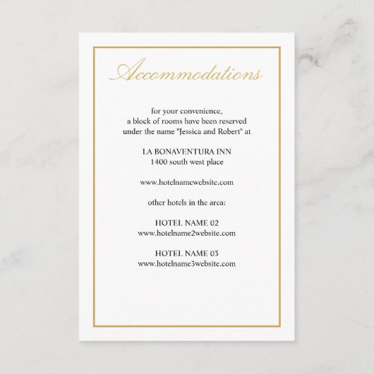 金ゴールドエレガントスクリプトエンクロージャカードの垂直 エンクロージャーカード (裏面)