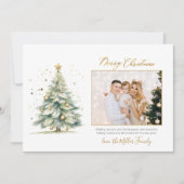 金ゴールドエレガントスクリプトクリスマスツリー1枚の写真 シーズンカード (正面)