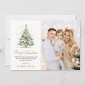 金ゴールドエレガントスクリプトクリスマスツリー1枚の写真 シーズンカード (正面)