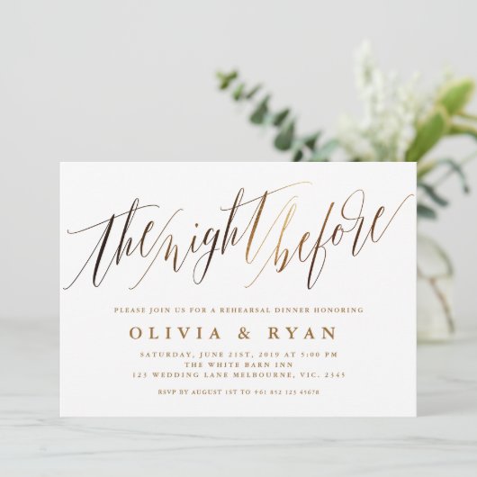 金ゴールドエレガントスクリプトタイポグラフィ招待状 招待状 (スタンド正面)