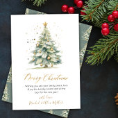 金ゴールドエレガントスクリプトツリー非フォトクリスマスカード シーズンカード