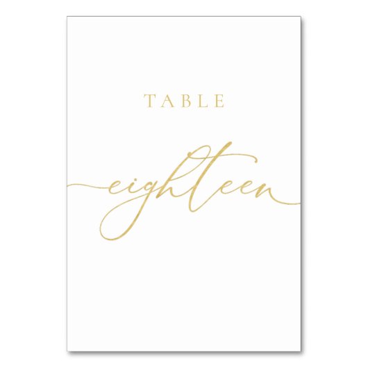 金ゴールドエレガントスクリプトテーブル番号18 テーブルナンバー (正面)