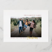 金ゴールドエレガントスクリプトファミリークリスマスフォト 箔シーズンカード (正面)