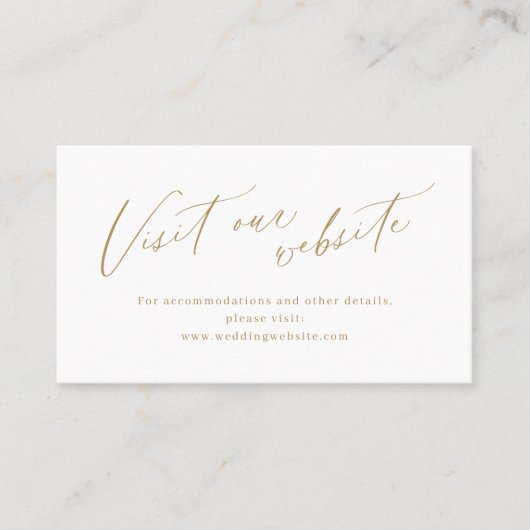 金ゴールドエレガントスクリプトミニマリストWebサイト挿入カード プレイスカード (正面)
