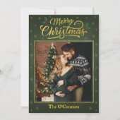 金ゴールドエレガントスクリプトメリークリスマスファミリーカード シーズンカード (正面)