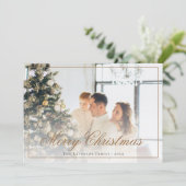 金ゴールドエレガントスクリプトメリークリスマスフォト シーズンカード (スタンド正面)