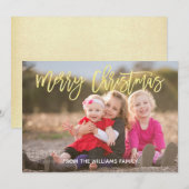 金ゴールドエレガントスクリプトメリークリスマスフォト シーズンカード (正面/裏面)