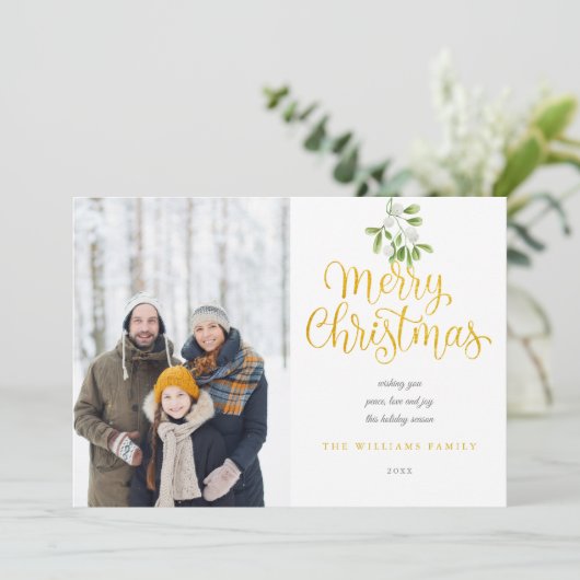 金ゴールドエレガントスクリプトメリークリスマスミスタントー シーズンカード (スタンド正面)