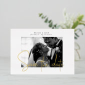 金ゴールドエレガントスクリプト保存日付フォイル招待状 箔招待状 (立ち正面)