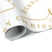 金ゴールドエレガントスクリプト名モノグラムメリークリスマス ラッピングペーパー (ロールコーナー)