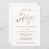 金ゴールドエレガントスクリプト招待状 招待状 (正面/裏面)