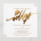 金ゴールドエレガントスクリプト招待状 招待状 (正面/裏面)