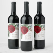 金ゴールドエレガントスクリプト赤フローラ氏と夫人 ワインラベル (ボトル)