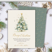 金ゴールドエレガントスクリプト非フォトクリスマスツリーカード シーズンカード