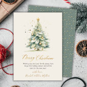 金ゴールドエレガントスクリプト非フォトクリスマスツリーカード シーズンカード