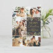 金ゴールドエレガントスクリプト5フォトクリスマスカード シーズンカード (スタンド正面)