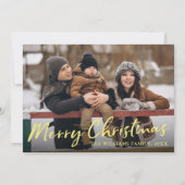 金ゴールドエレガントスクリプトMerry Christmas 2写真 シーズンカード (正面)
