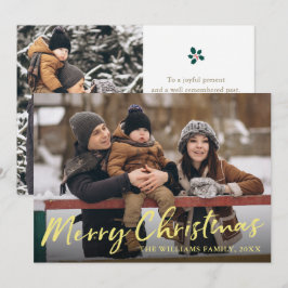 金ゴールドエレガントスクリプトMerry Christmas 2写真 シーズンカード