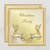 金ゴールドエレガントスタッグズクラッシーのクリスマスパーティー 招待状 (正面/裏面)