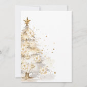 金ゴールドエレガントスターホワイトクリスマスツリーパーティー 招待状 (裏面)
