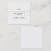 金ゴールドエレガントストライプのモノグラムのデザイントレンディー スクエア名刺 (正面/裏面)