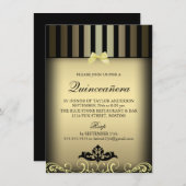 金ゴールドエレガントストライプキンセアニラパーティー招待状 招待状 (正面/裏面)
