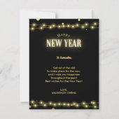 金ゴールドエレガントストリングライトNYEお祝い シーズンカード (正面)