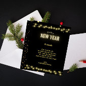 金ゴールドエレガントストリングライトNYEお祝い シーズンカード