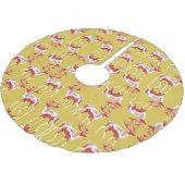 金ゴールドエレガントスノーディアムースメリークリスマスパターン ブラッシュドポリエステルツリースカート (アングル)