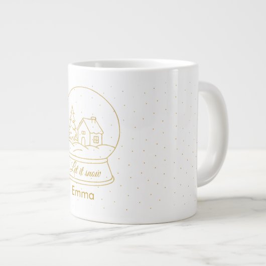 金ゴールドエレガントスノードームクリスマスマグ ジャンボコーヒーマグカップ (正面右)