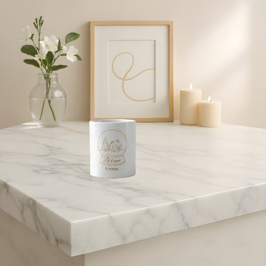 金ゴールドエレガントスノードームクリスマスマグ ジャンボコーヒーマグカップ