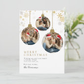 金ゴールドエレガントスノーフレークオーナメントクリスマスフォト シーズンカード (スタンド正面)