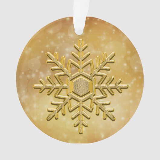 金ゴールドエレガントスノーフレークオーナメント オーナメント (正面)