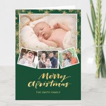 金ゴールドエレガントスノーフレークシックなスクリプモダントグリーン