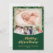 金ゴールドエレガントスノーフレークシックなスクリプモダントグリーン シーズンカード (正面)