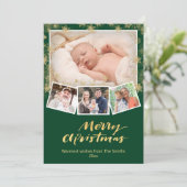 金ゴールドエレガントスノーフレークシックなスクリプモダントグリーン シーズンカード (スタンド正面)