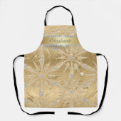 金ゴールドエレガントスノーフレークスパークルダイヤモンドカスタム エプロン (正面)