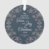 金ゴールドエレガントスノーフレークスピースジョイブルー オーナメント (裏面)