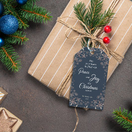 金ゴールドエレガントスノーフレークスピースジョイブルー ギフトタグ