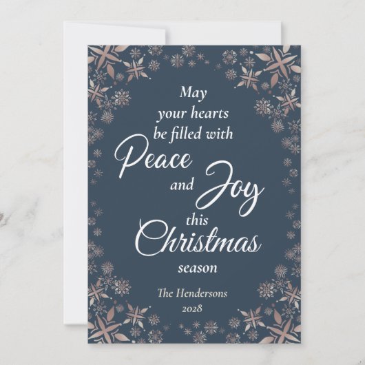 金ゴールドエレガントスノーフレークスピースジョーネイビーブルー シーズンカード (正面)