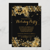 金ゴールドエレガントスノーフレークスホリデー招待状 招待状 (正面/裏面)