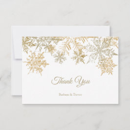 金ゴールドエレガントスノーフレークテーマ結婚ズ サンキューカード