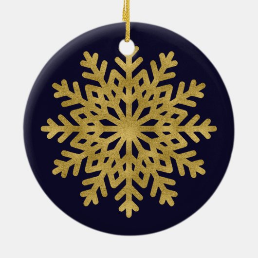 金ゴールドエレガントスノーフレークホリデーサークルオーナメント セラミックオーナメント (裏面)