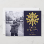 金ゴールドエレガントスノーフレークホリデーフォトカード シーズンカード (正面)
