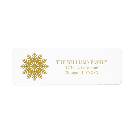 金ゴールドエレガントスノーフレークホリデー住所 シール (正面)