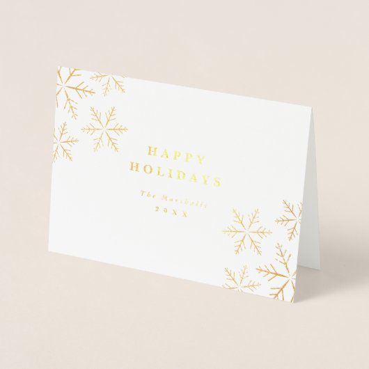 金ゴールドエレガントスノーフレークホリデー 箔カード (正面)