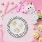 金ゴールドエレガントスノーフレーク及び格子枠紙プレート ペーパープレート (パーティー)