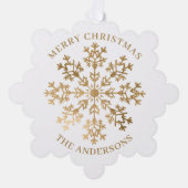 金ゴールドエレガントスノーフレーク・クリスマス オーナメントカード (正面)